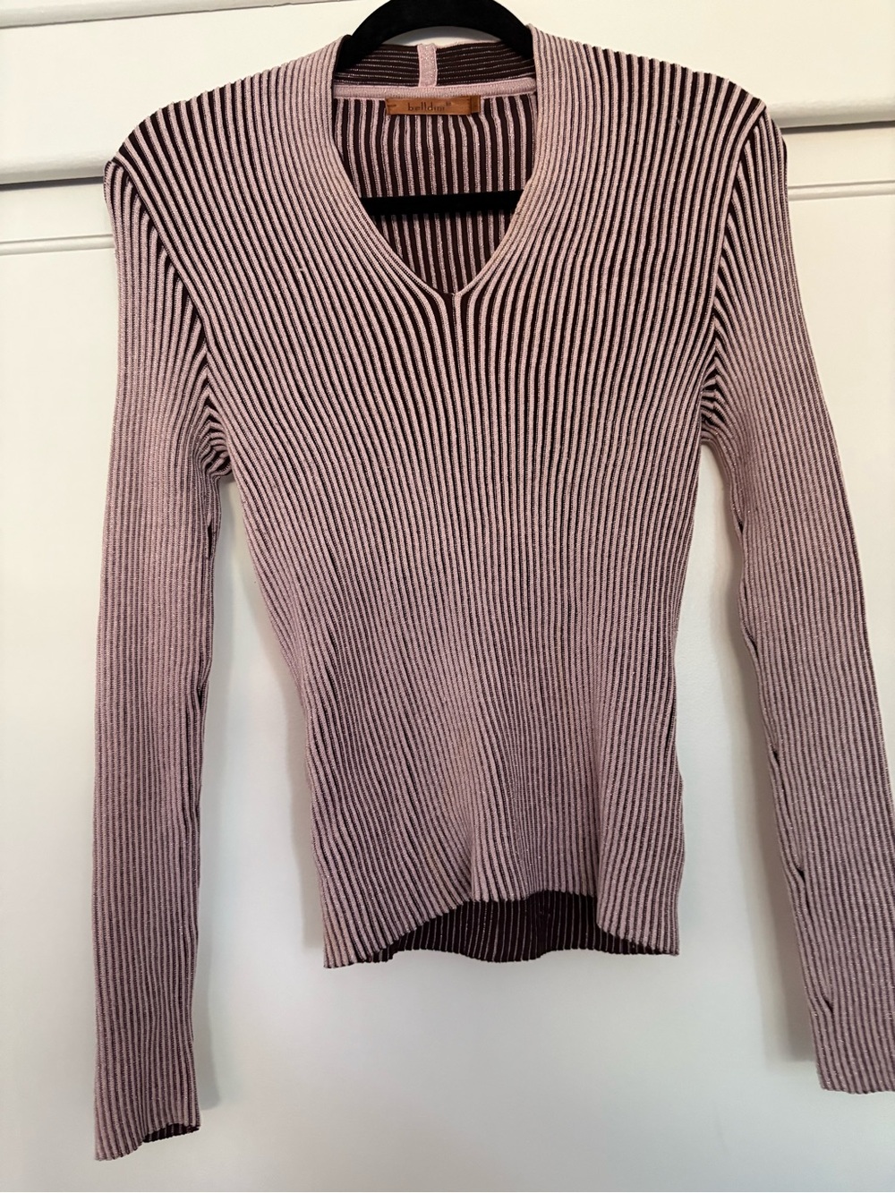 Belldini Pink Ribbed V-Neck Sweater